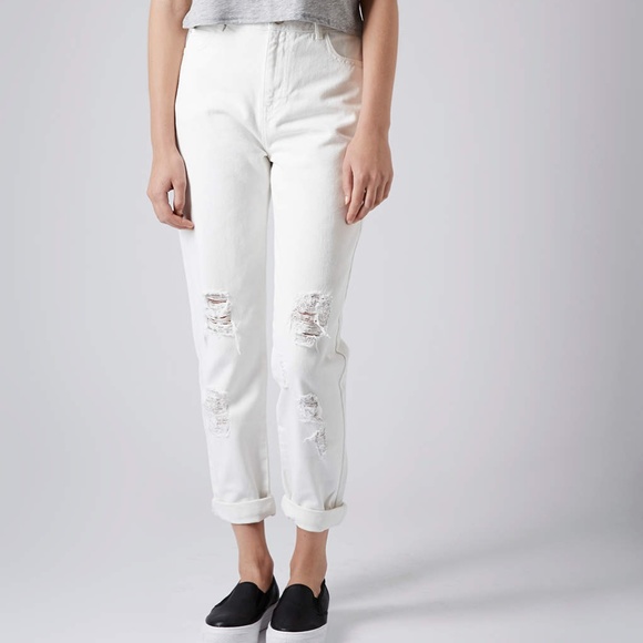 Topshop Denim - Top Shop Hayden White High Waist Ripped Jeans
